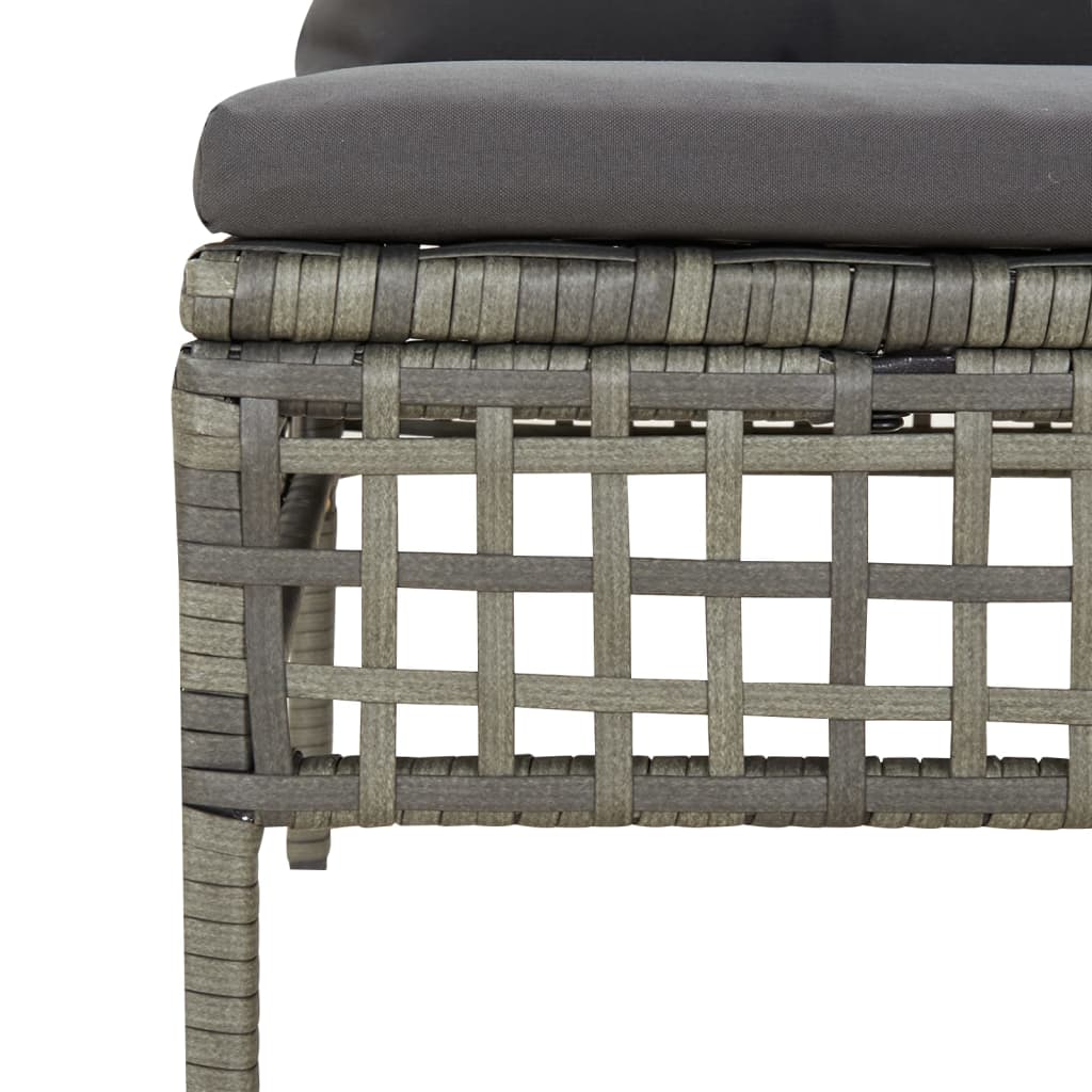 szürke polyrattan kerti középső kanapé párnával