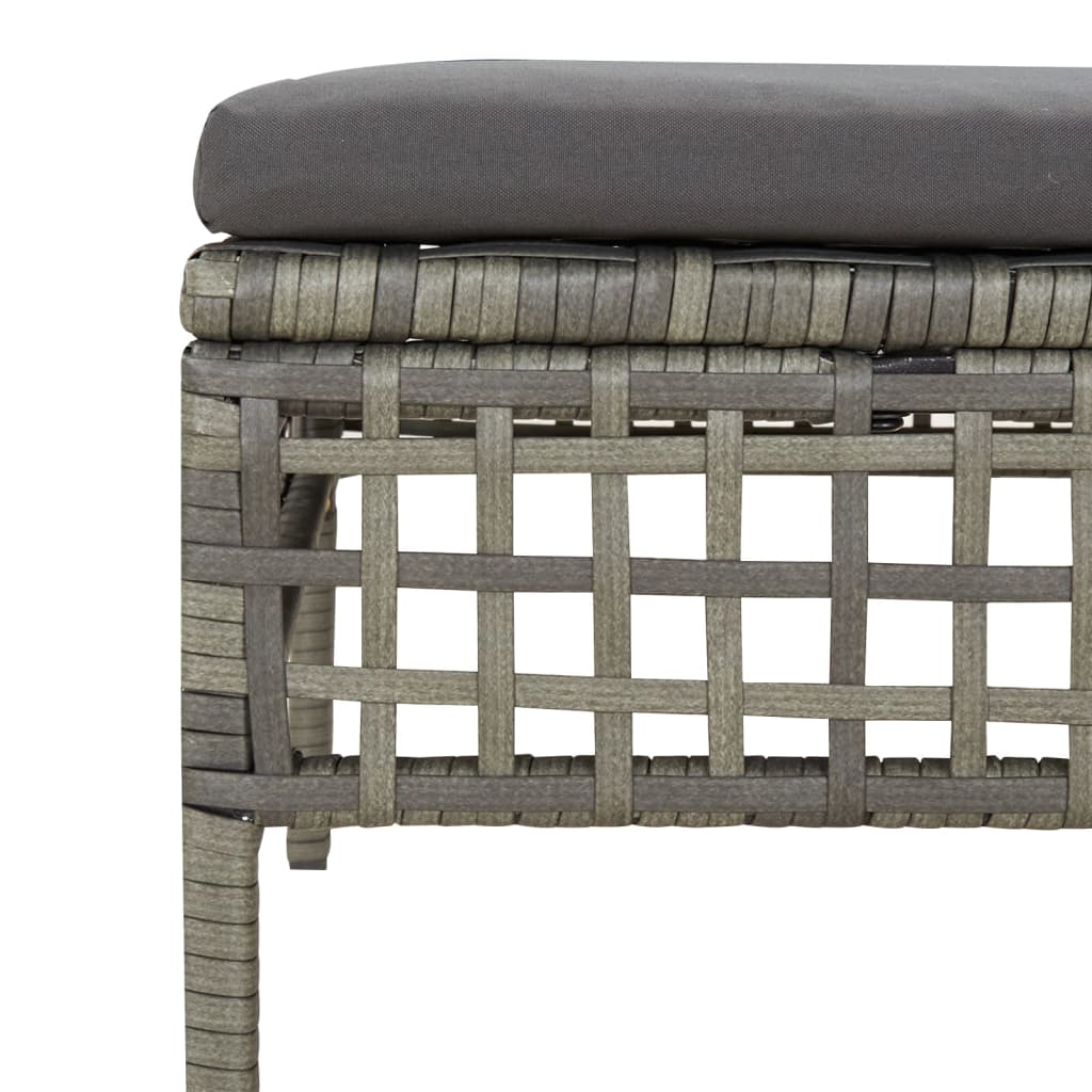 szürke polyrattan kerti lábtartó párnával
