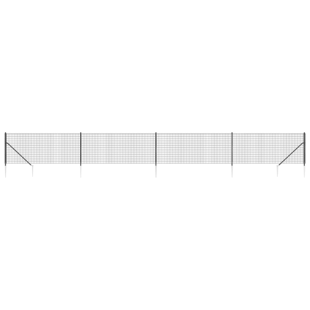antracitszürke dróthálós kerítés cövekekkel 1,1x10 m