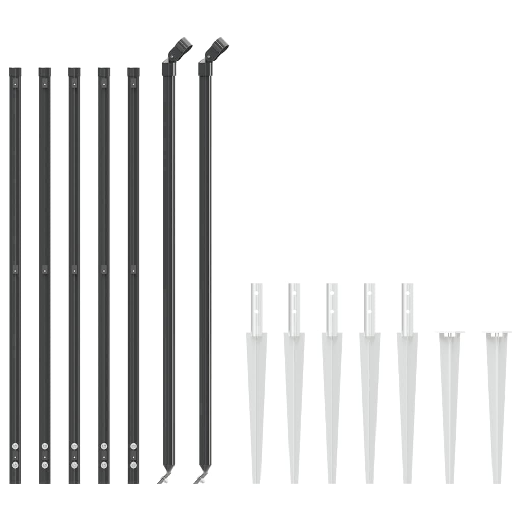 antracitszürke dróthálós kerítés cövekekkel 1,1x10 m