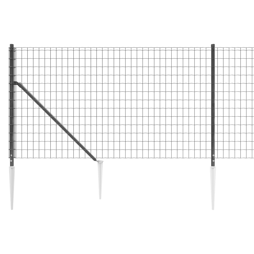 antracitszürke dróthálós kerítés cövekekkel 1,1x10 m