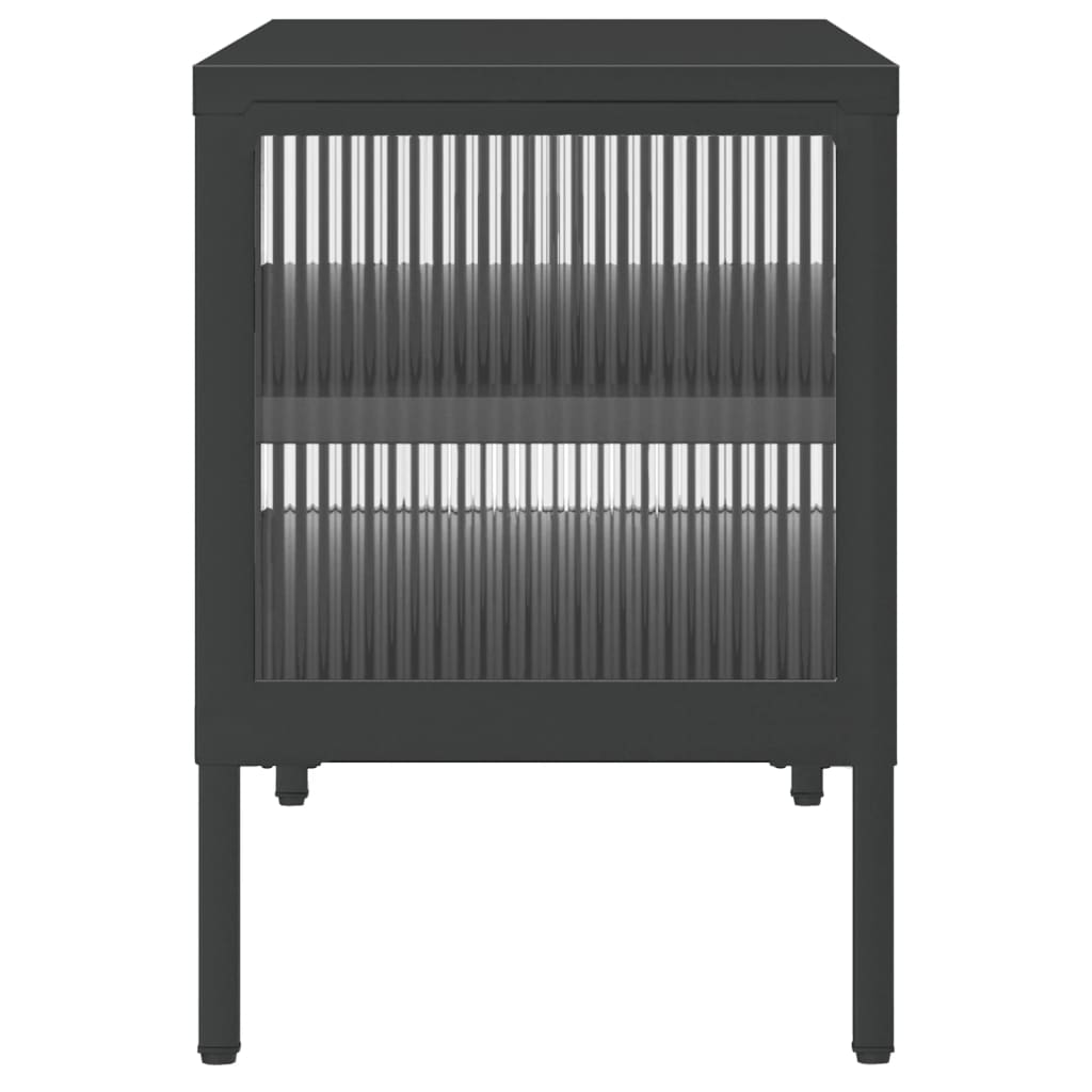 fekete üveg és acél TV-szekrény 105 x 35 x 50 cm