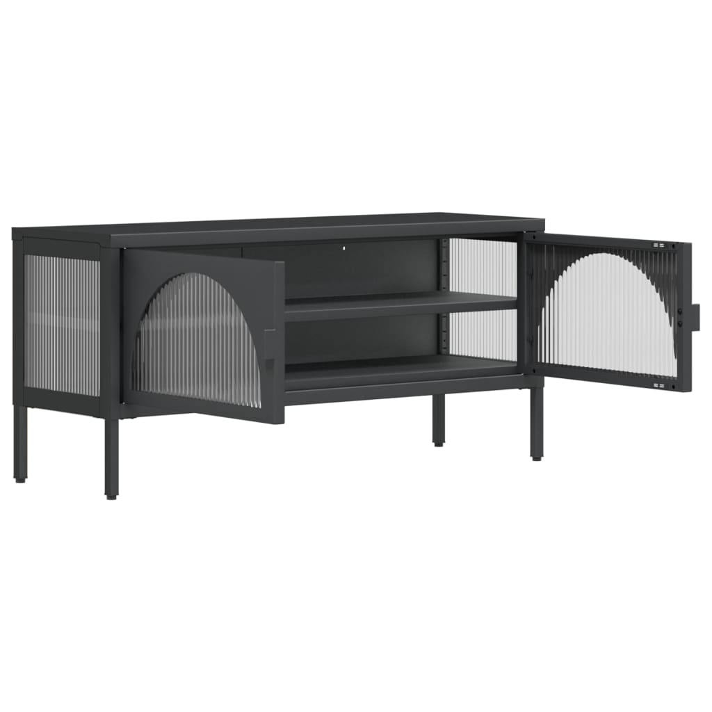 fekete üveg és acél TV-szekrény 105 x 35 x 50 cm