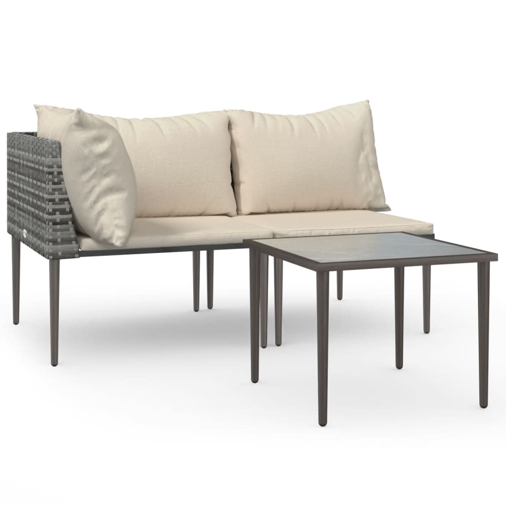 3 részes szürke polyrattan kerti ülőgarnitúra párnákkal