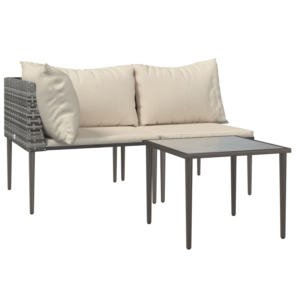 3 részes szürke polyrattan kerti ülőgarnitúra párnákkal