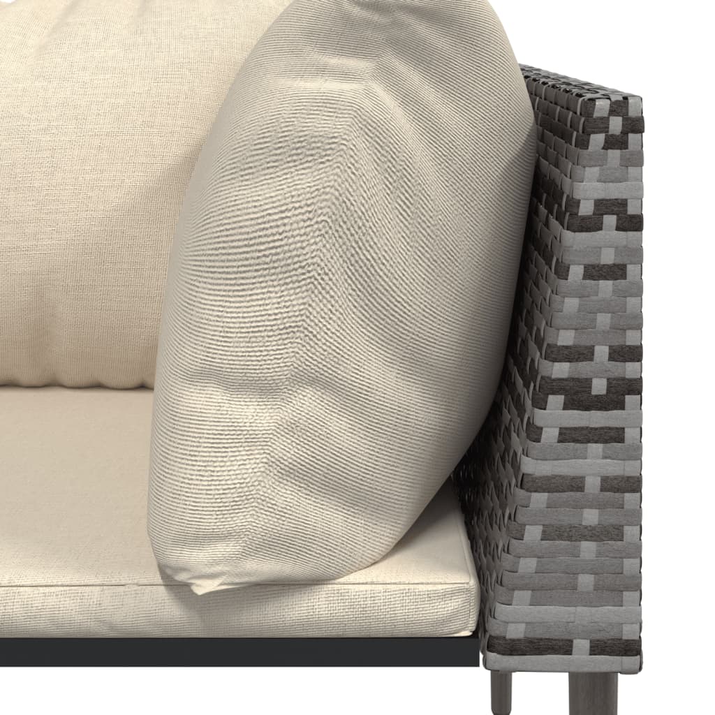 3 részes szürke polyrattan kerti ülőgarnitúra párnákkal