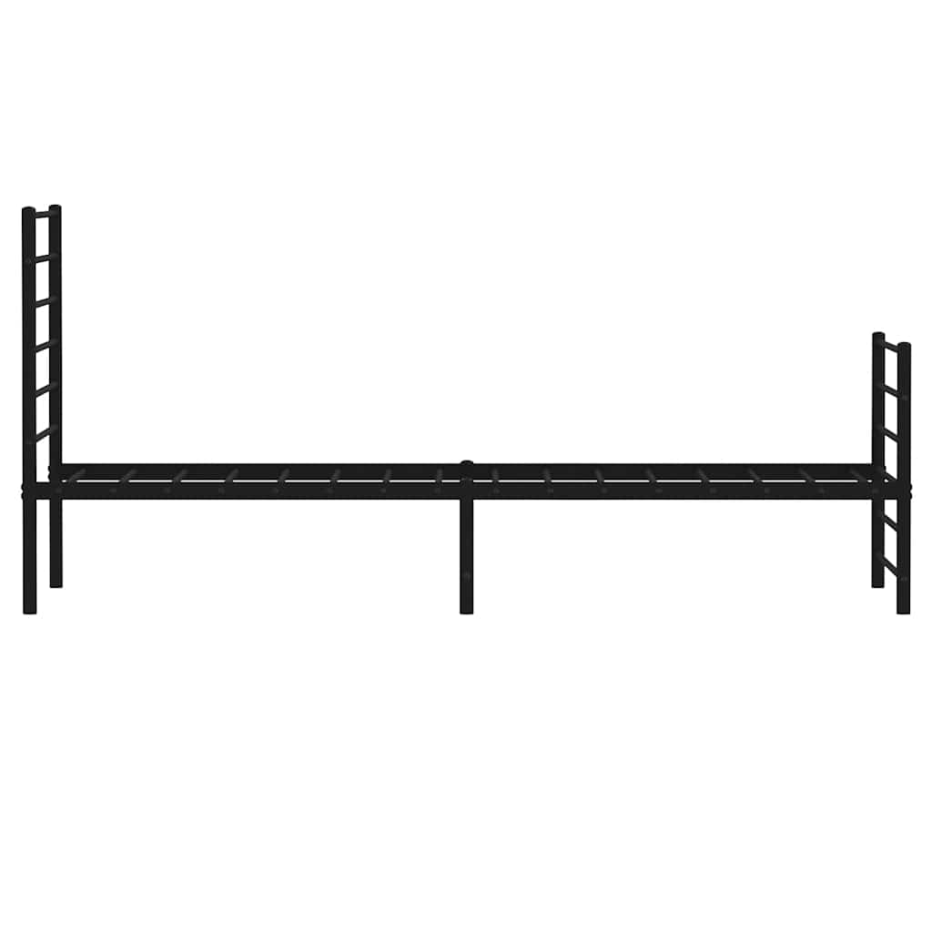 fekete fém ágykeret fej- és lábtámlával 90 x 200 cm