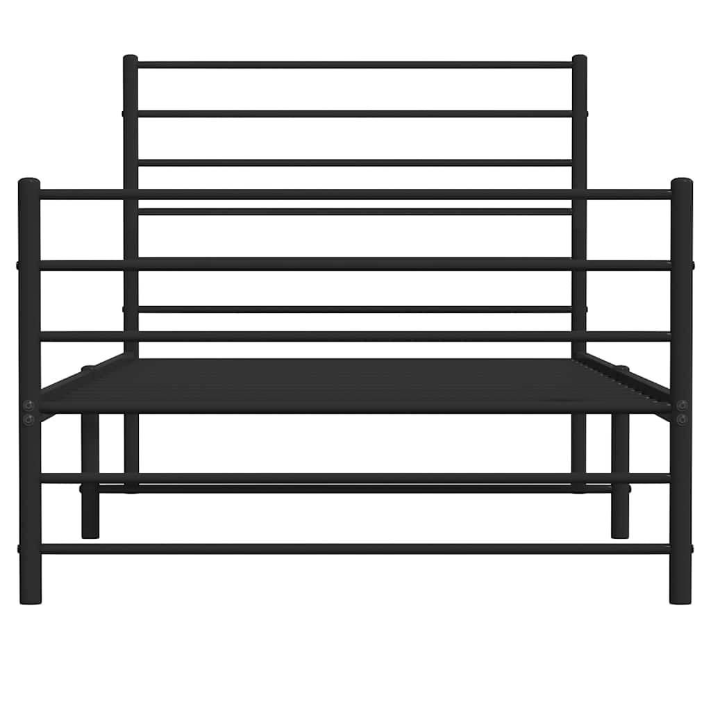 fekete fém ágykeret fej- és lábtámlával 100 x 190 cm