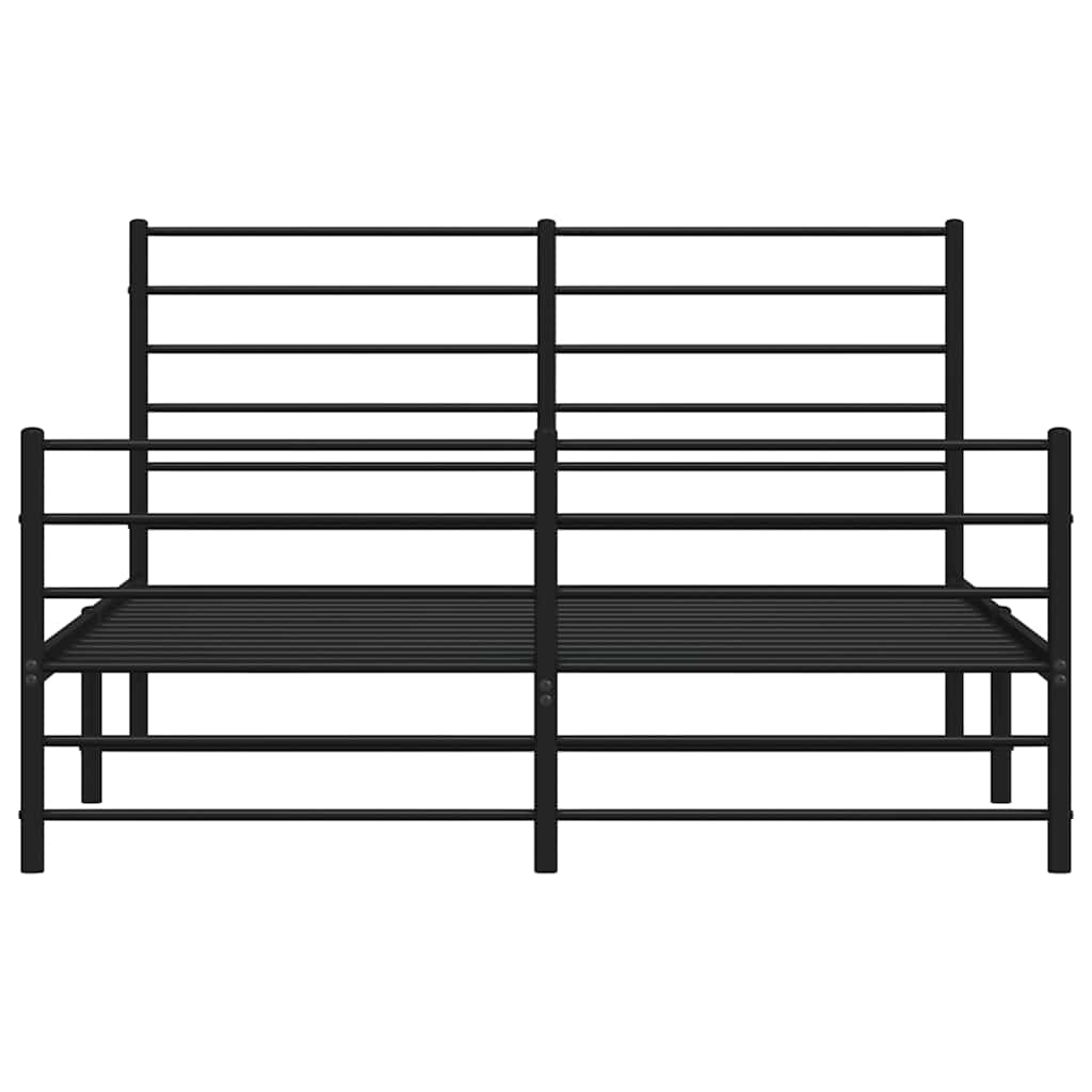 fekete fém ágykeret fej- és lábtámlával 120 x 200 cm