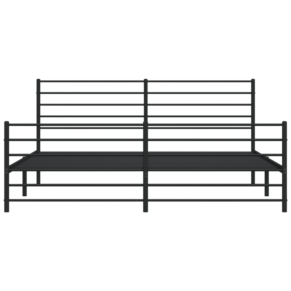 fekete fém ágykeret fej- és lábtámlával 200 x 200 cm