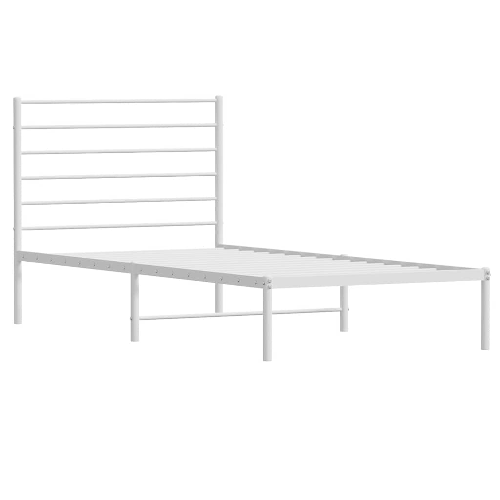 fehér fém ágykeret fejtámlával 90x200 cm