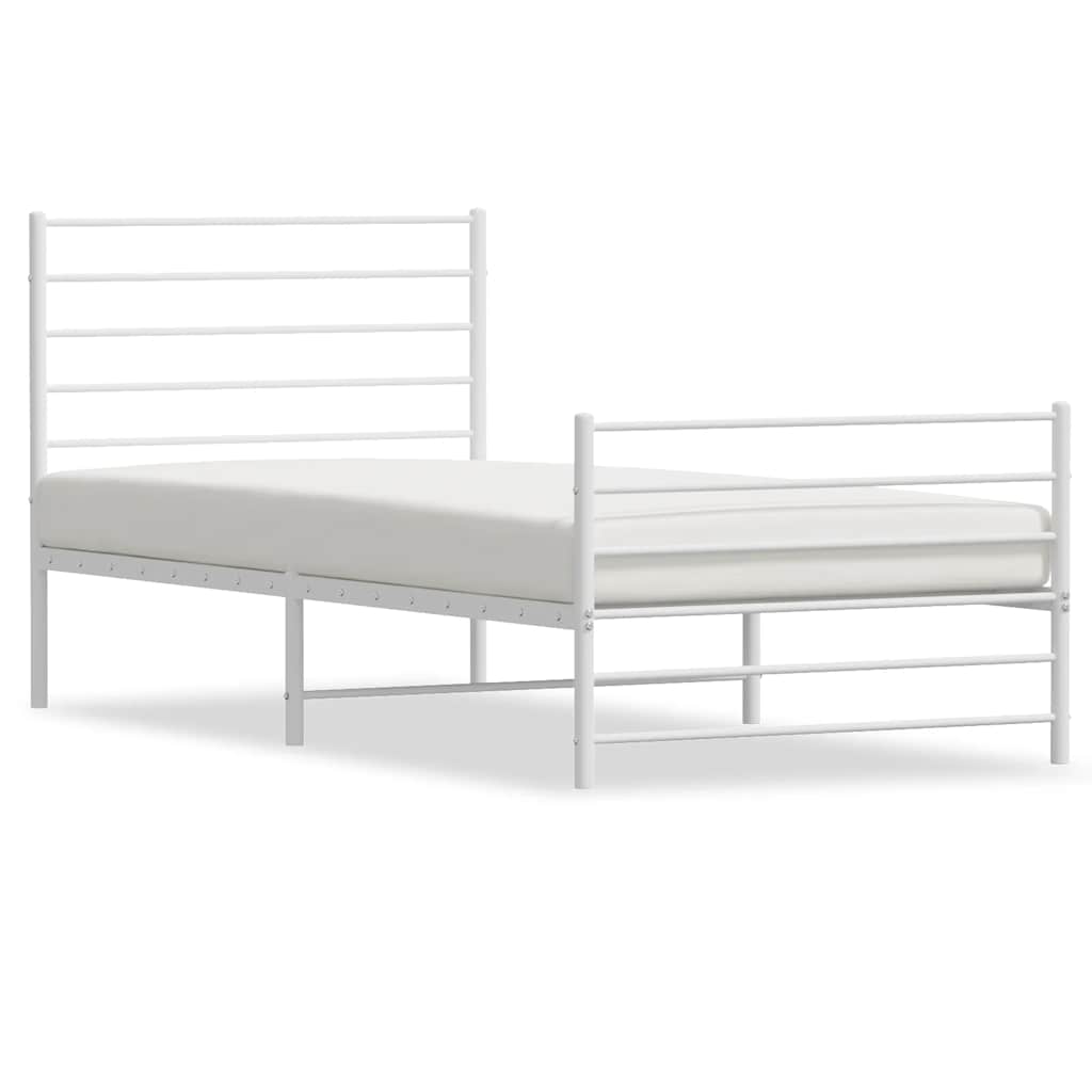 fehér fém ágykeret fej- és lábtámlával 100x200 cm