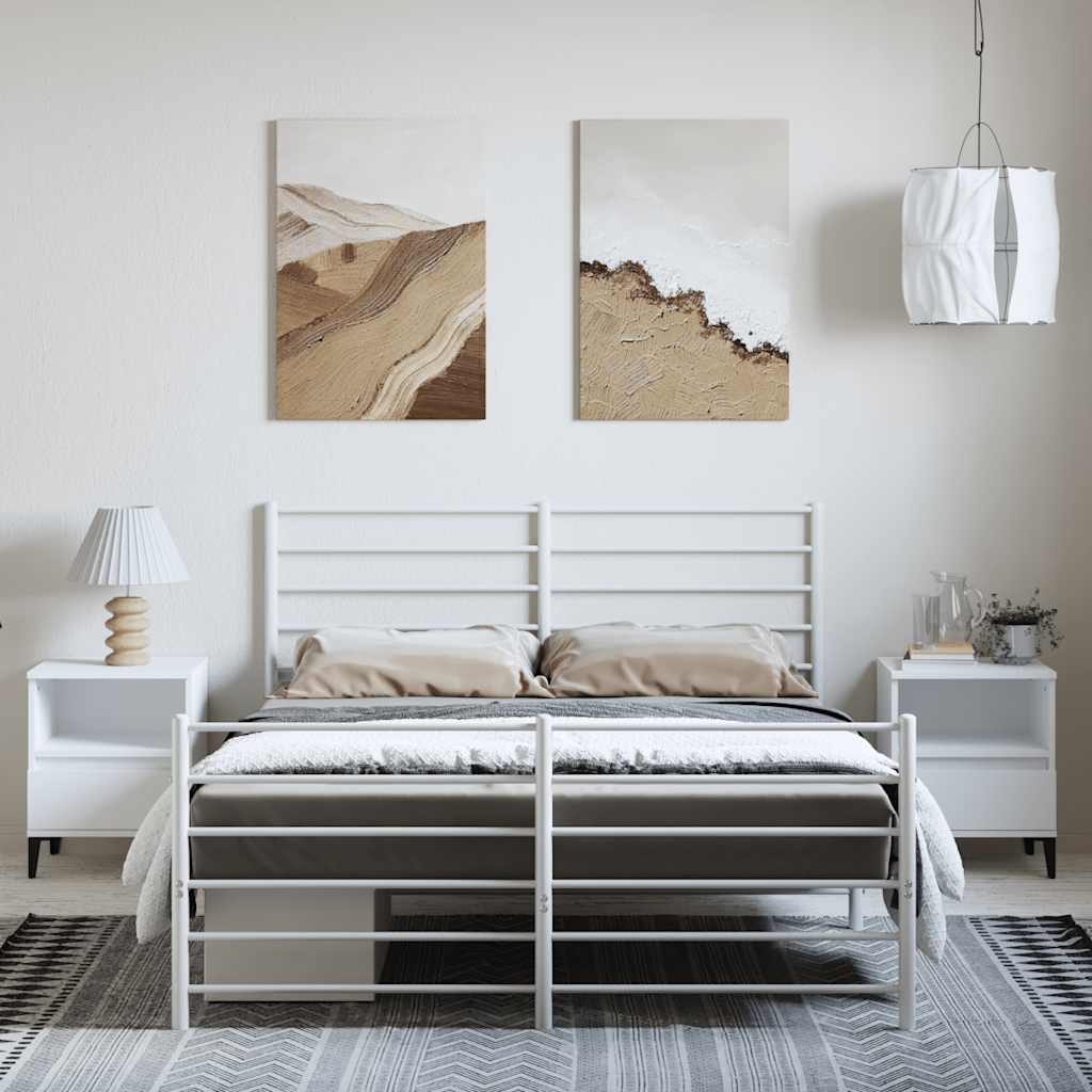 fehér fém ágykeret fej- és lábtámlával 150x200 cm