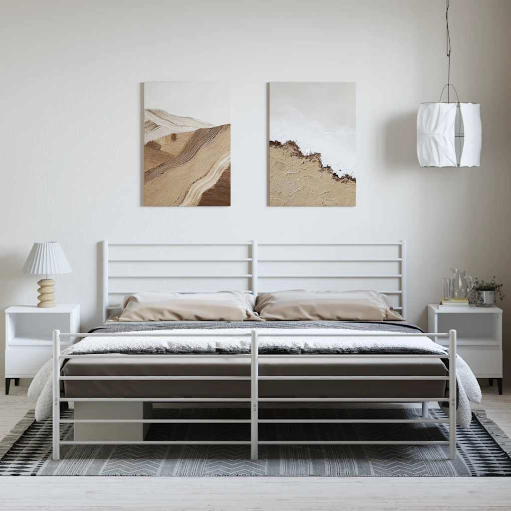 fehér fém ágykeret fej- és lábtámlával 193 x 203 cm