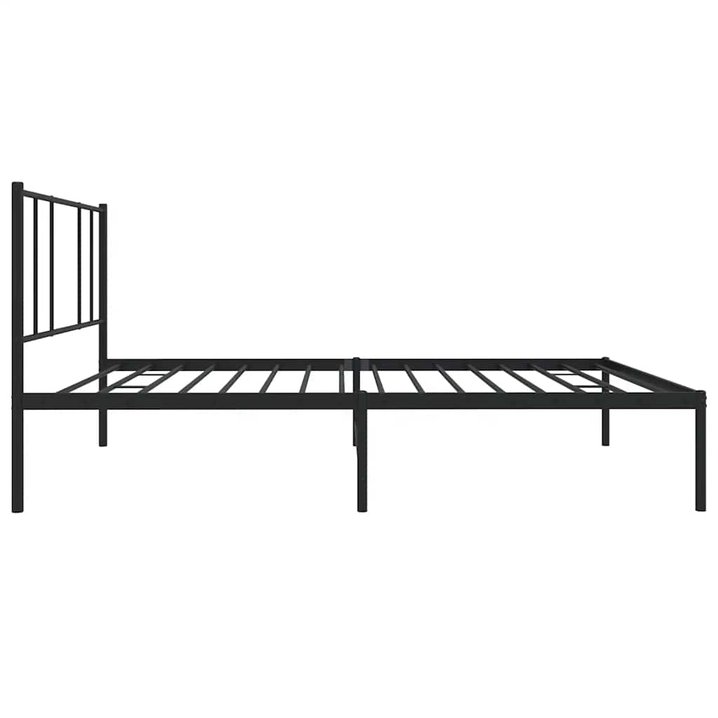 fekete fém ágykeret fejtámlával 75 x 190 cm