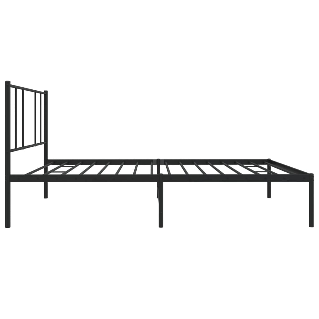fekete fém ágykeret fejtámlával 90 x 200 cm