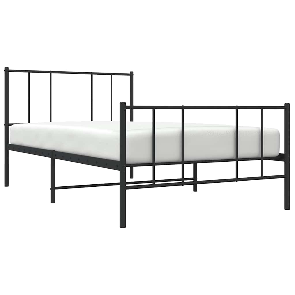 fekete fém ágykeret fej- és lábtámlával 75 x 190 cm