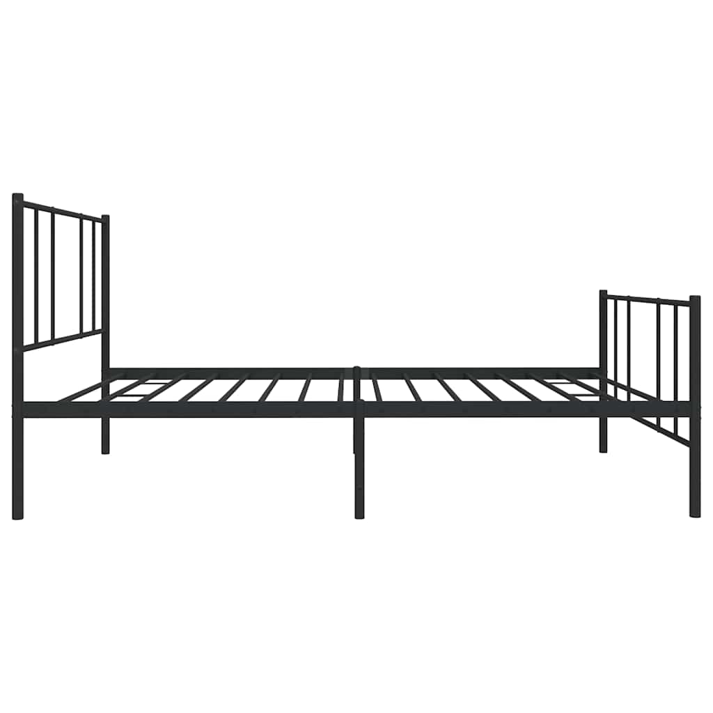 fekete fém ágykeret fej- és lábtámlával 90 x 190 cm