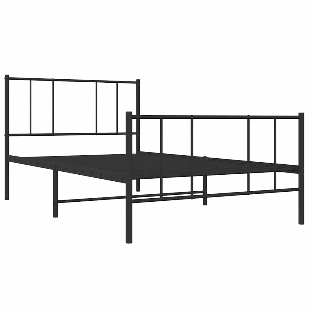 fekete fém ágykeret fej- és lábtámlával 100 x 190 cm
