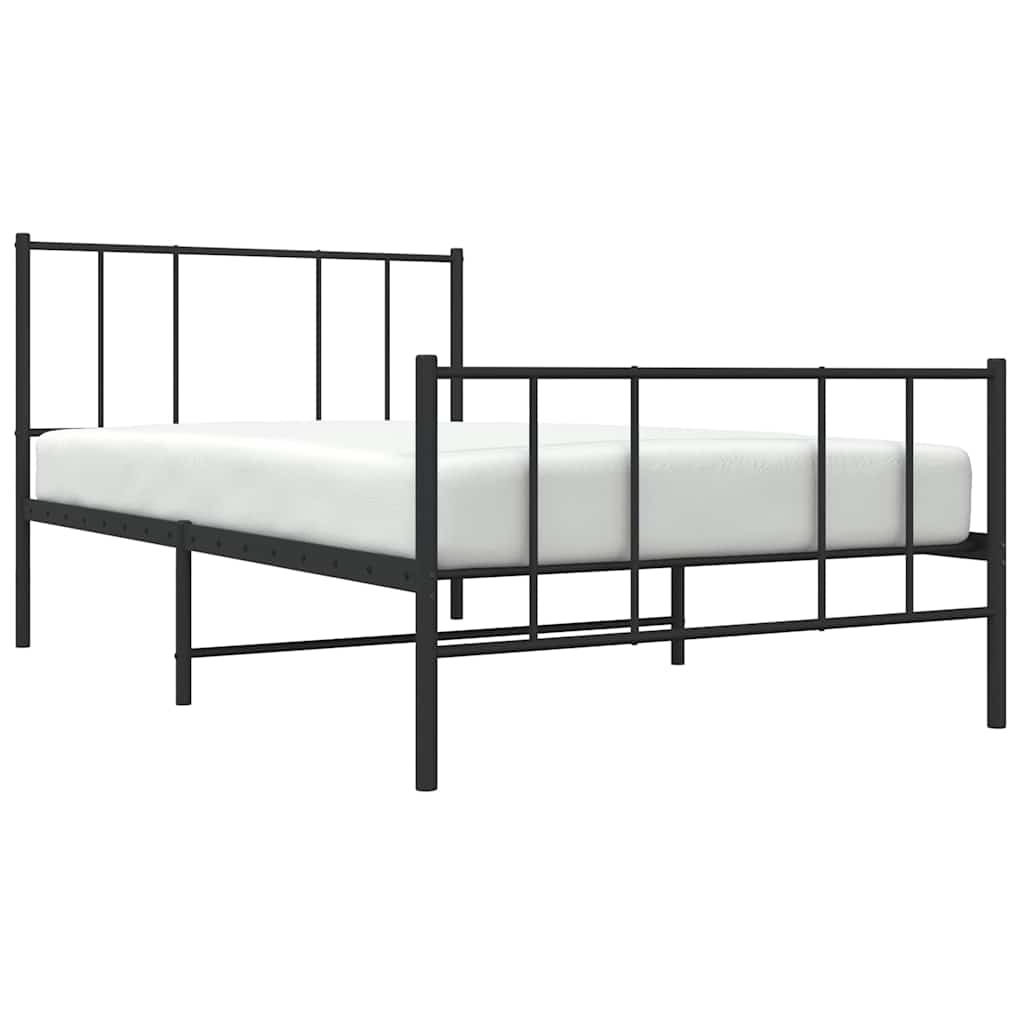 fekete fém ágykeret fej- és lábtámlával 100 x 190 cm