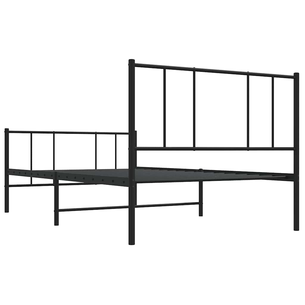 fekete fém ágykeret fej- és lábtámlával 100 x 190 cm