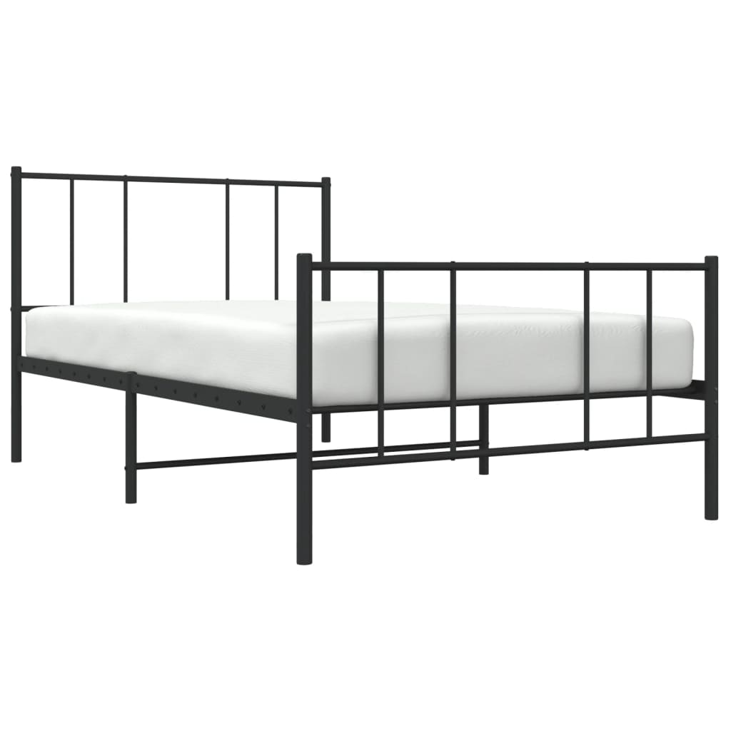 fekete fém ágykeret fej- és lábtámlával 107 x 203 cm