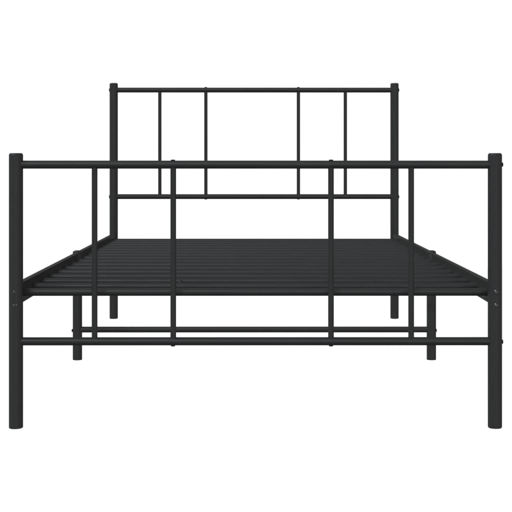 fekete fém ágykeret fej- és lábtámlával 107 x 203 cm