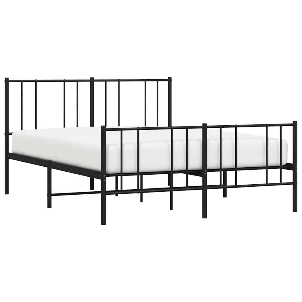 fekete fém ágykeret fej- és lábtámlával 135 x 190 cm