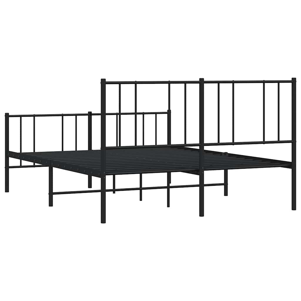 fekete fém ágykeret fej- és lábtámlával 135 x 190 cm
