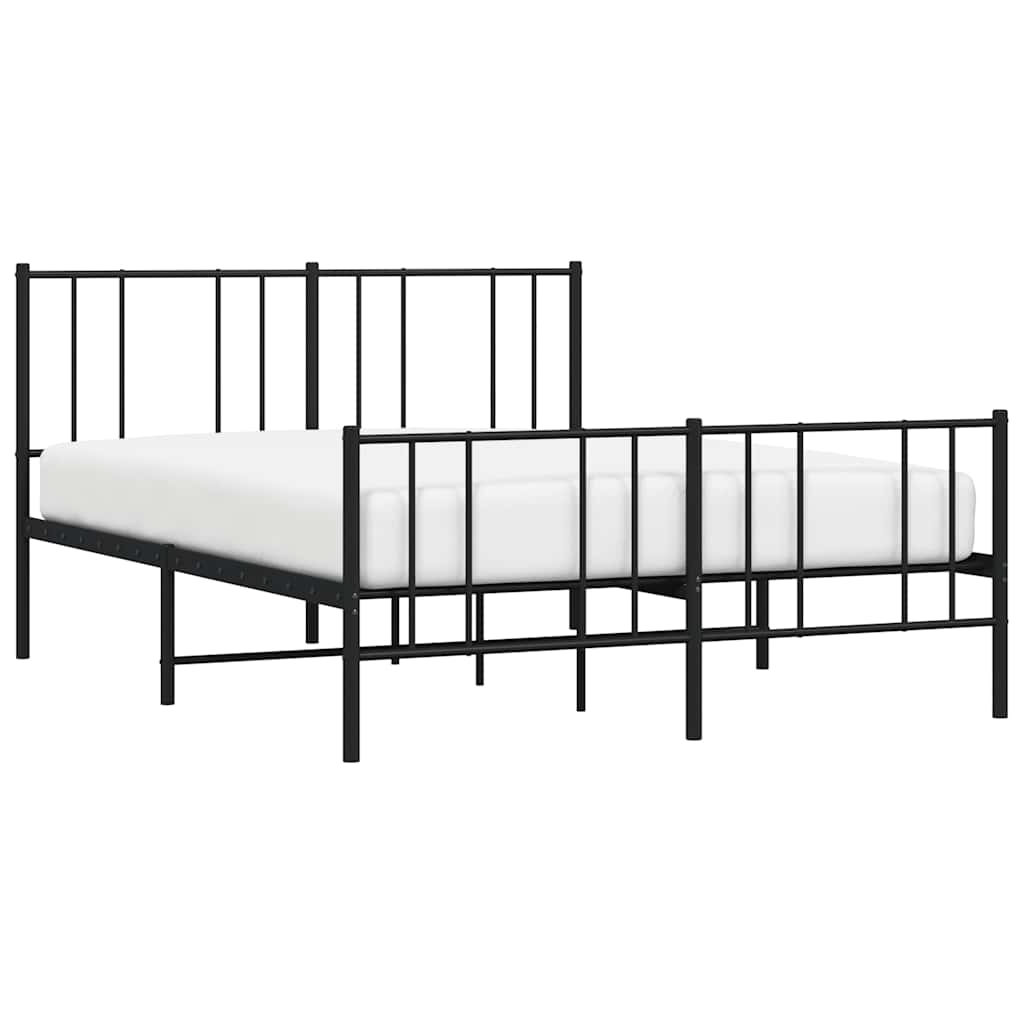fekete fém ágykeret fej- és lábtámlával 140 x 190 cm