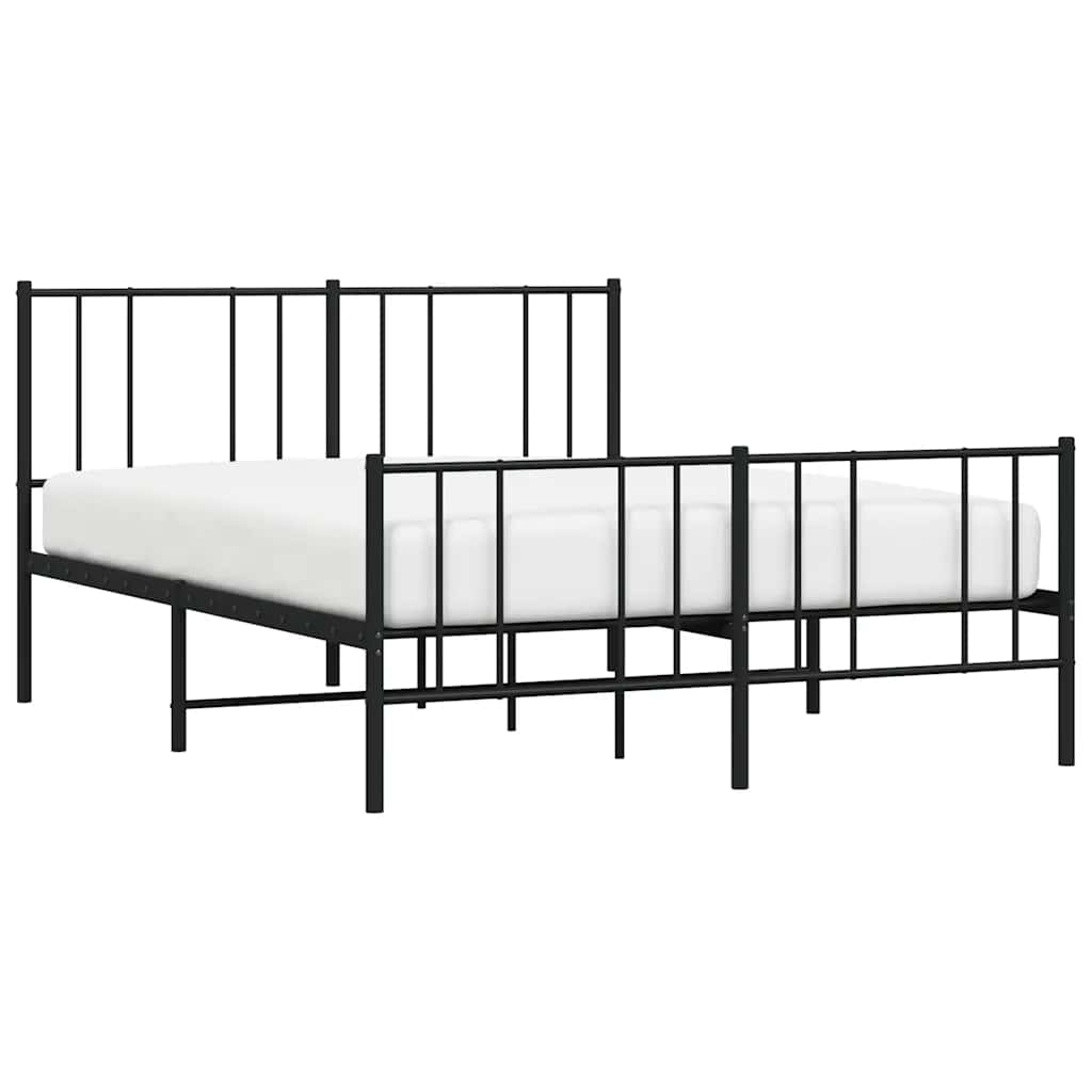 fekete fém ágykeret fej- és lábtámlával 140 x 200 cm