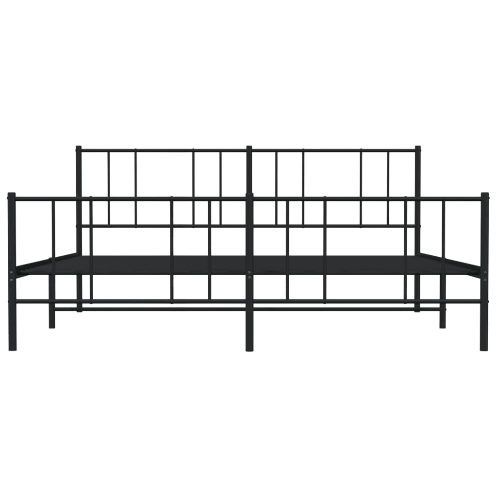 fekete fém ágykeret fej- és lábtámlával 200 x 200 cm
