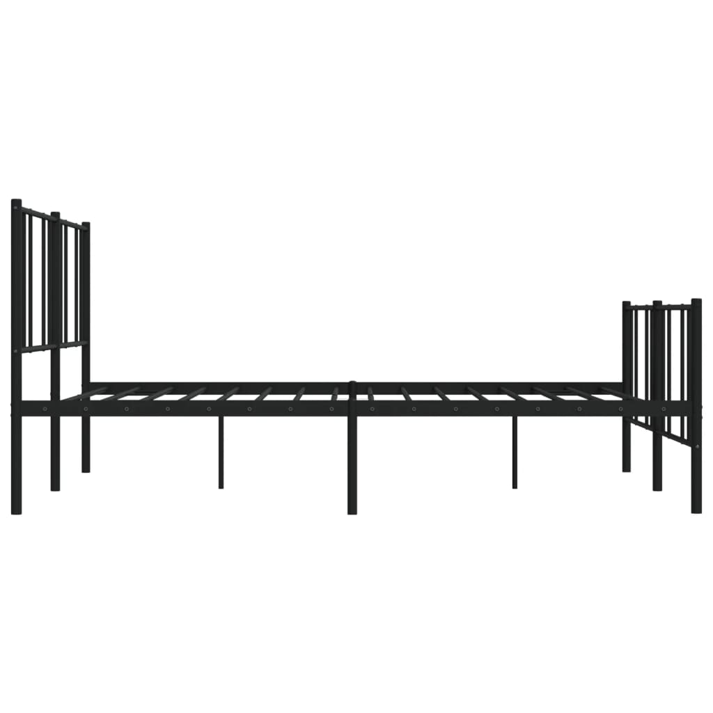 fekete fém ágykeret fej- és lábtámlával 200 x 200 cm