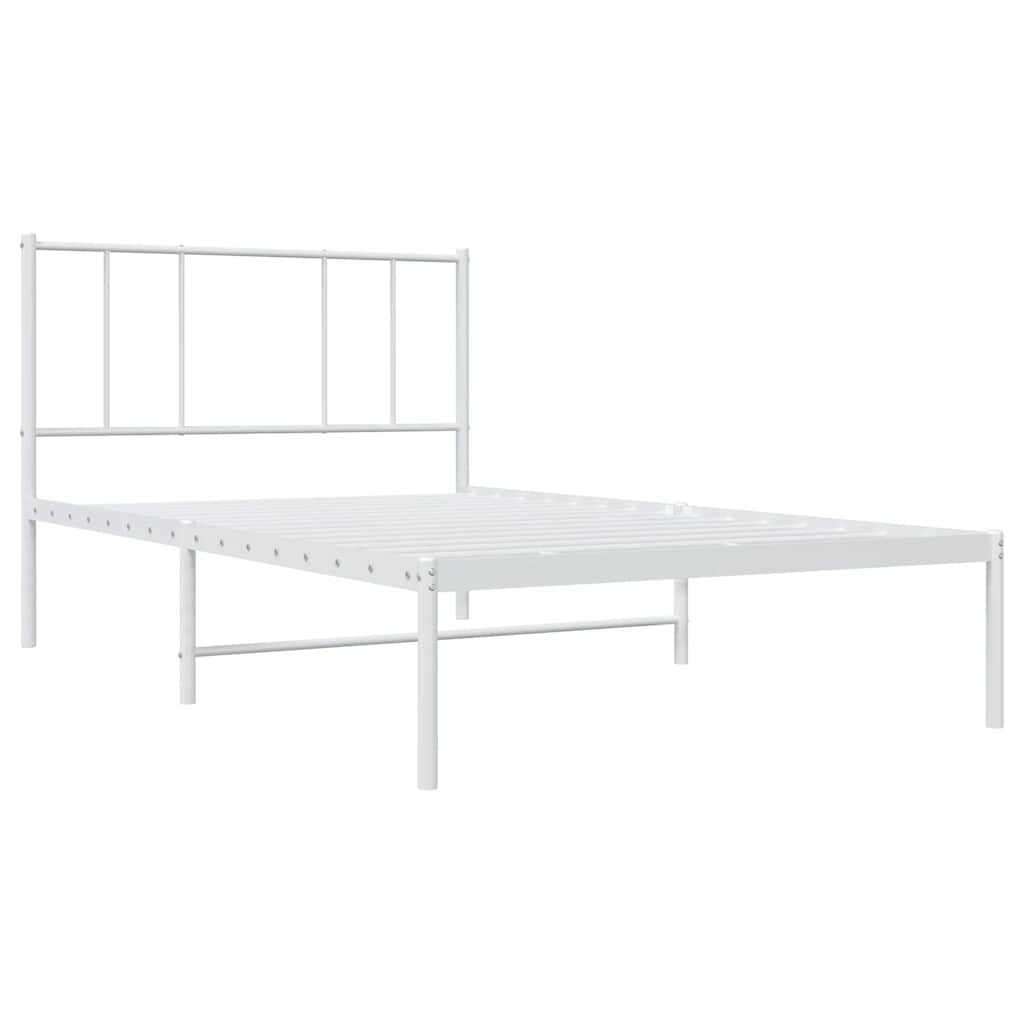 fehér fém ágykeret fejtámlával 80x200 cm