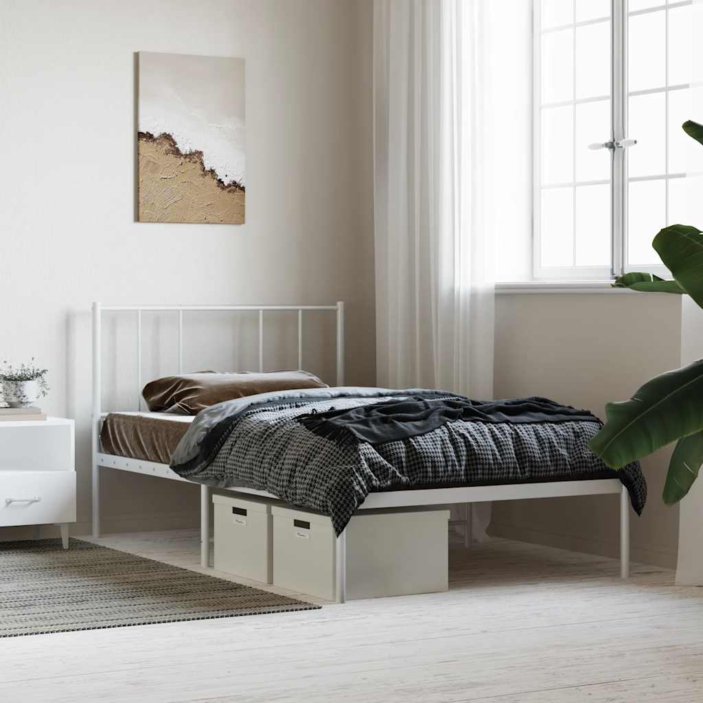 fehér fém ágykeret fejtámlával 80x200 cm
