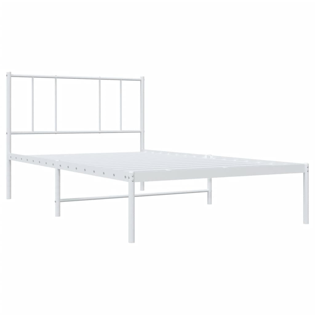 fehér fém ágykeret fejtámlával 90x200 cm
