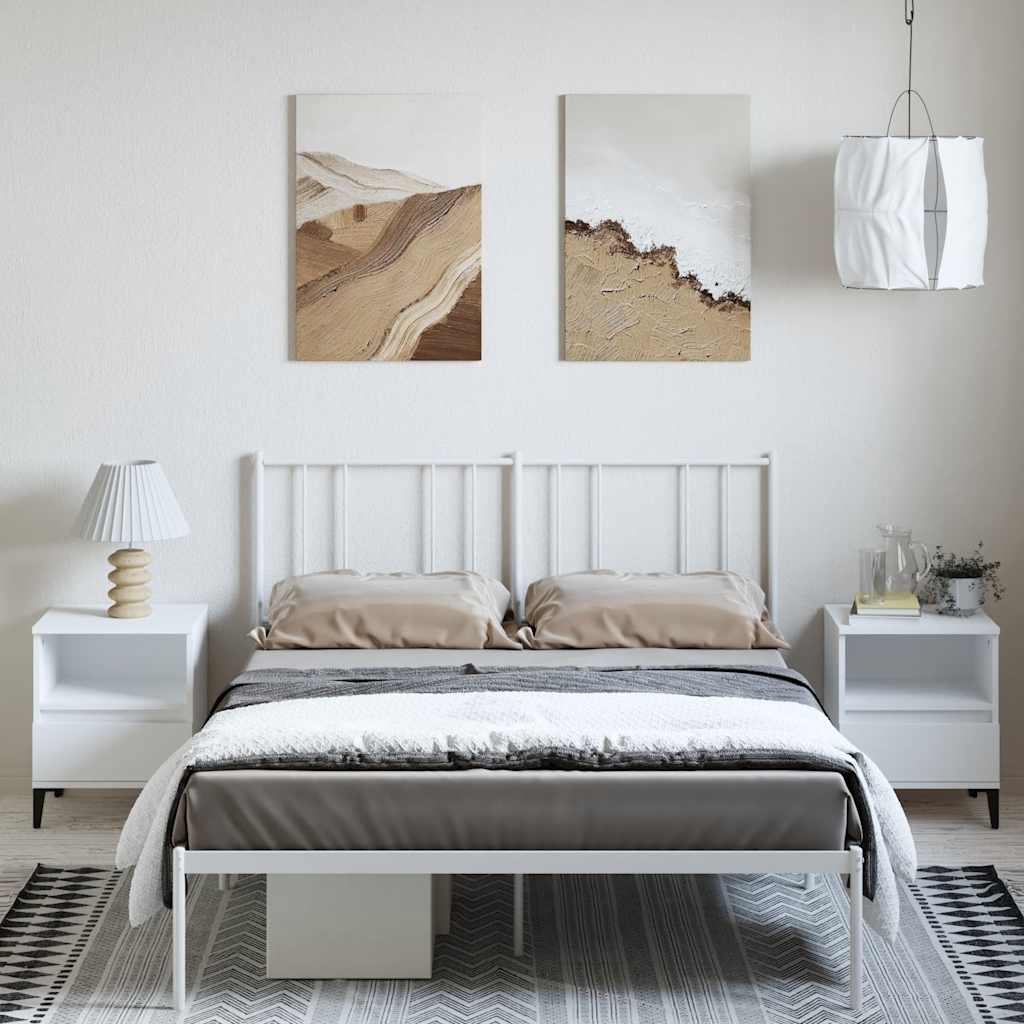 fehér fém ágykeret fejtámlával 150 x 200 cm