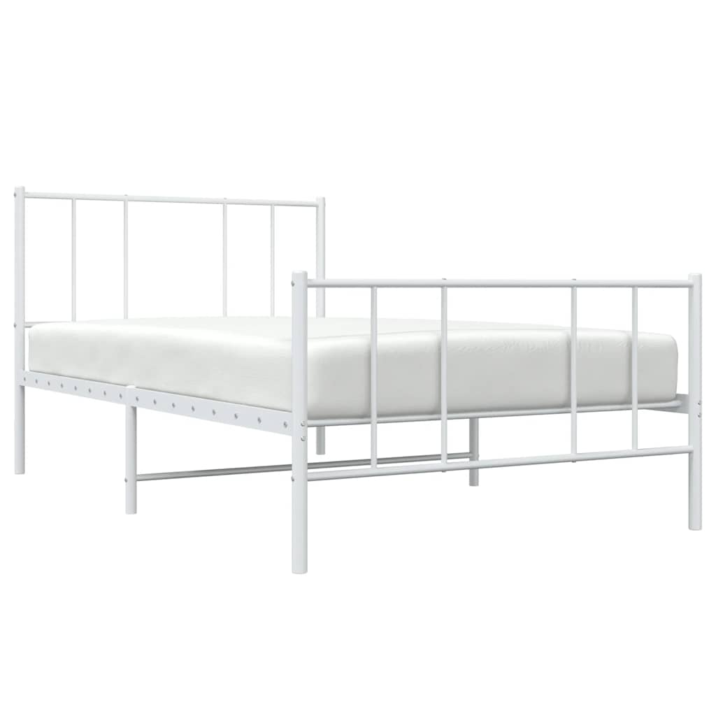 fehér fém ágykeret fej- és lábtámlával 80x200 cm