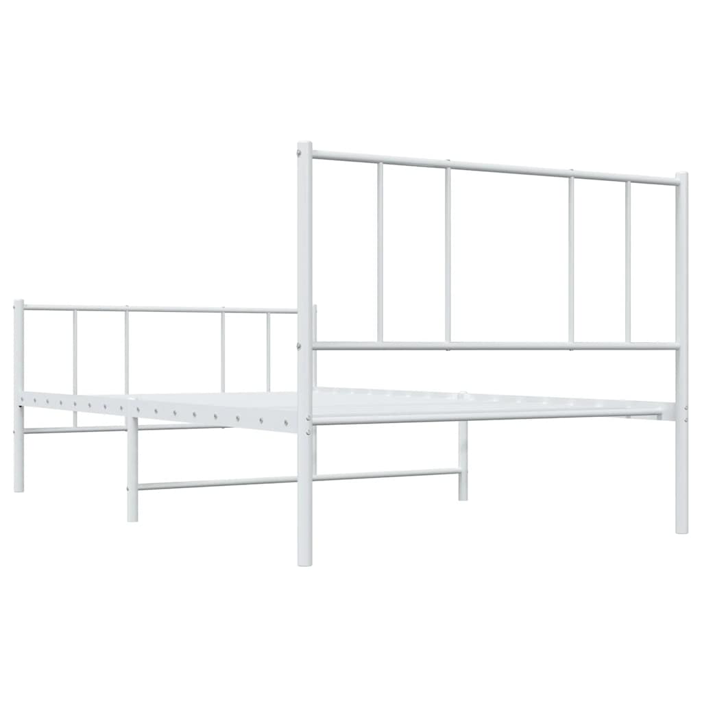 fehér fém ágykeret fej- és lábtámlával 80x200 cm