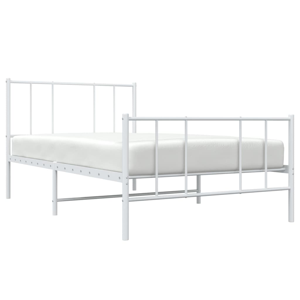 fehér fém ágykeret fej- és lábtámlával 90x200 cm