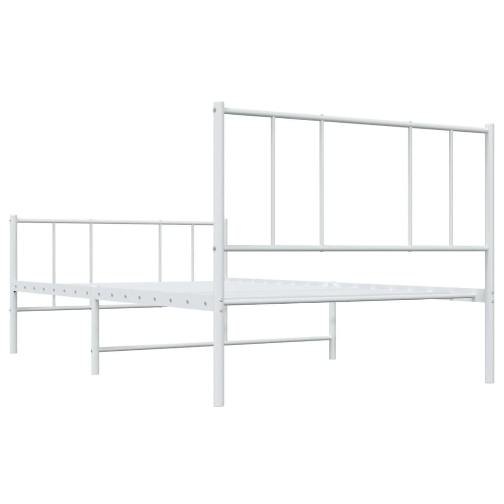 fehér fém ágykeret fej- és lábtámlával 90x200 cm