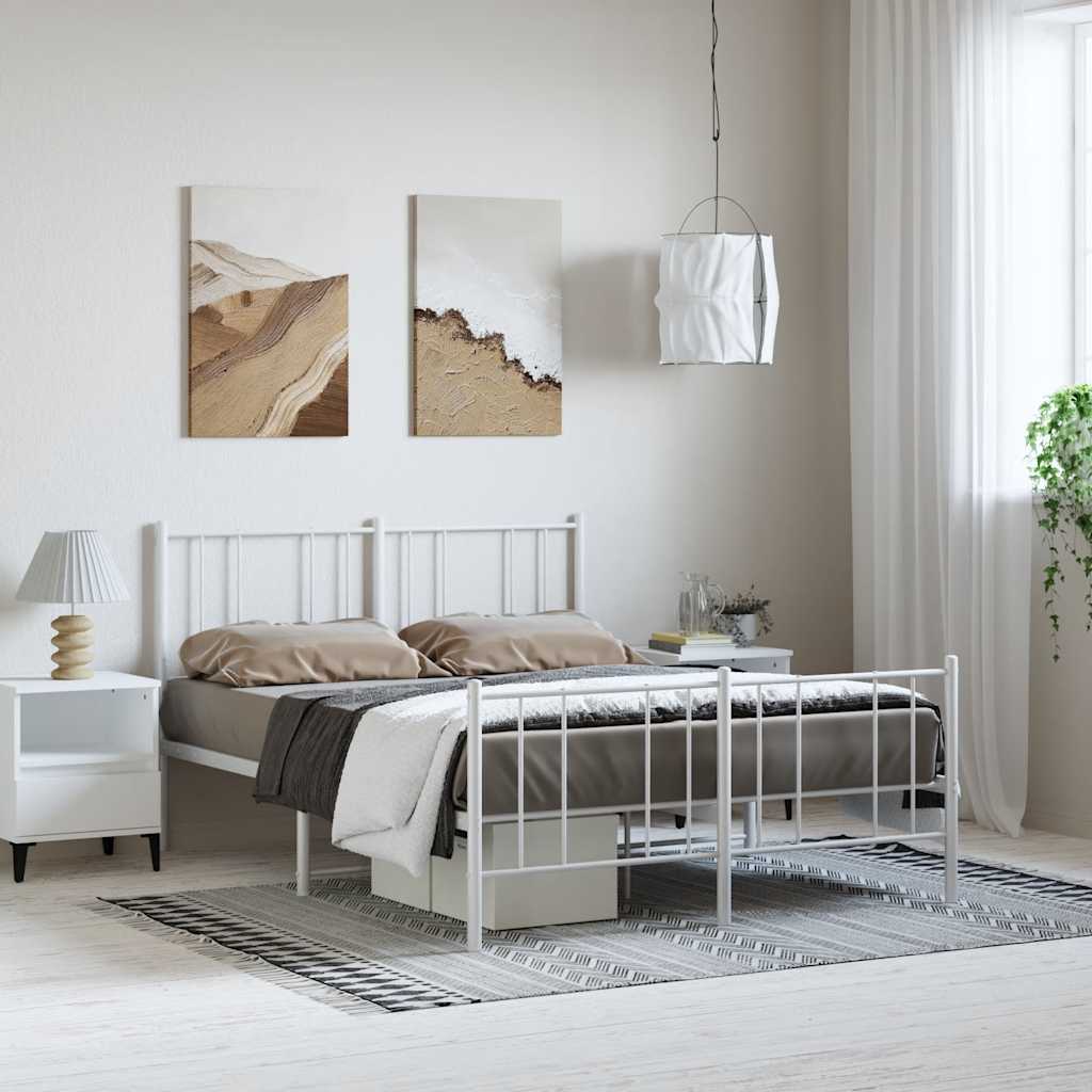 fehér fém ágykeret fej- és lábtámlával 135x190 cm