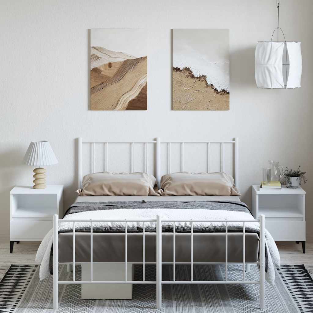 fehér fém ágykeret fej- és lábtámlával 150x200 cm