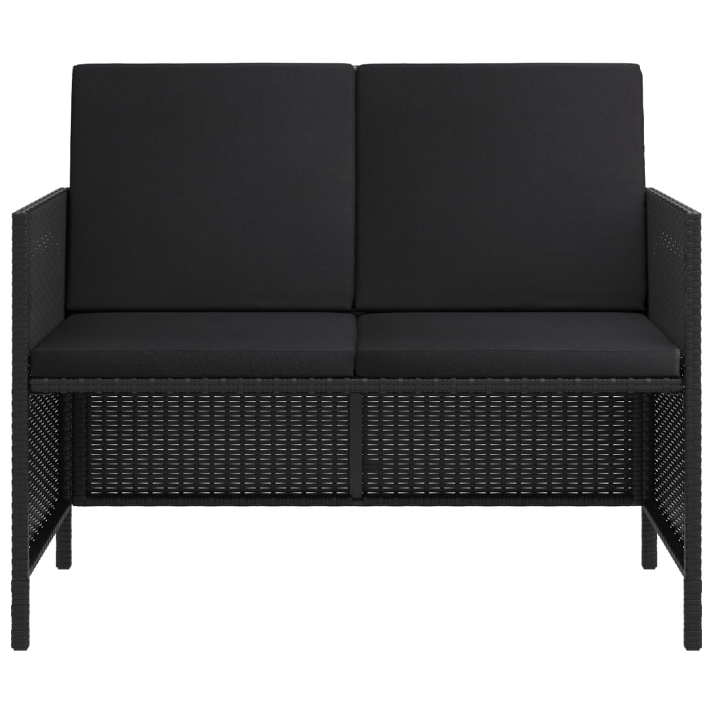 6 részes fekete polyrattan kerti étkezőgarnitúra párnákkal