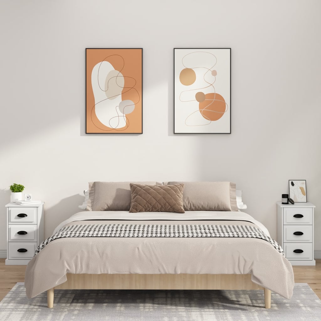fehér szerelt fa éjjeliszekrény 39 x 39 x 67 cm