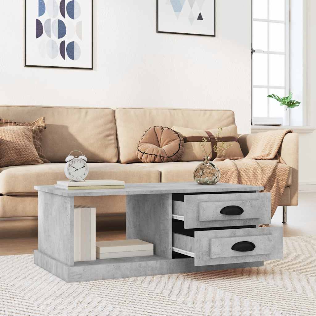 betonszürke szerelt fa dohányzóasztal 90 x 50 x 35 cm