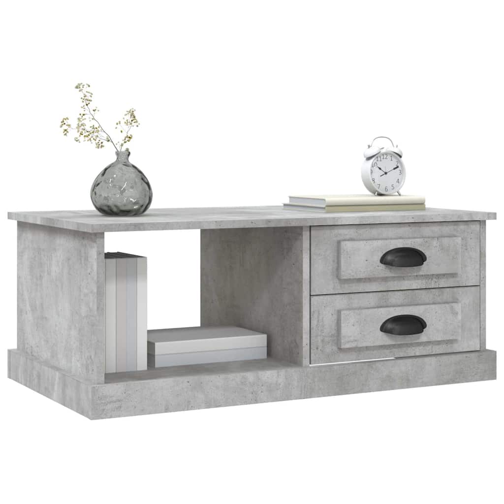 betonszürke szerelt fa dohányzóasztal 90 x 50 x 35 cm