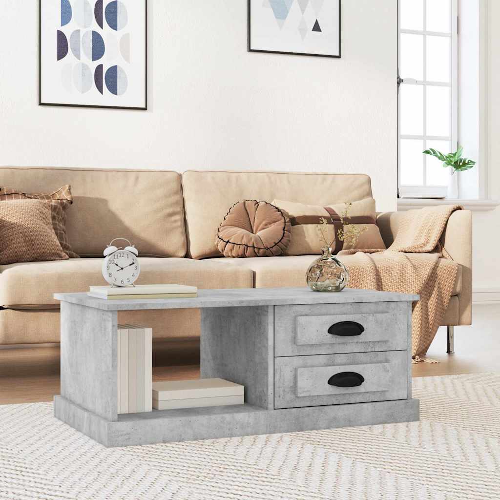 betonszürke szerelt fa dohányzóasztal 90 x 50 x 35 cm