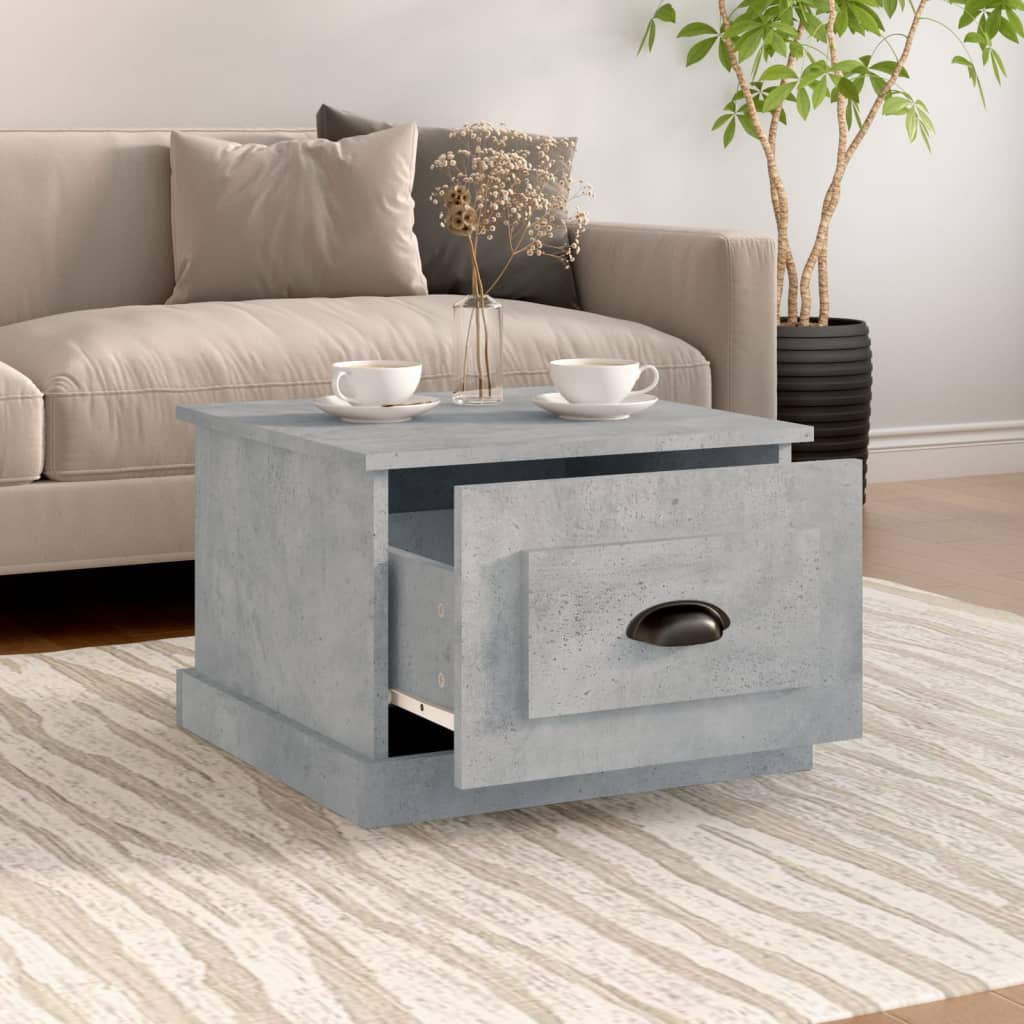 betonszürke szerelt fa dohányzóasztal 50 x 50 x 35 cm