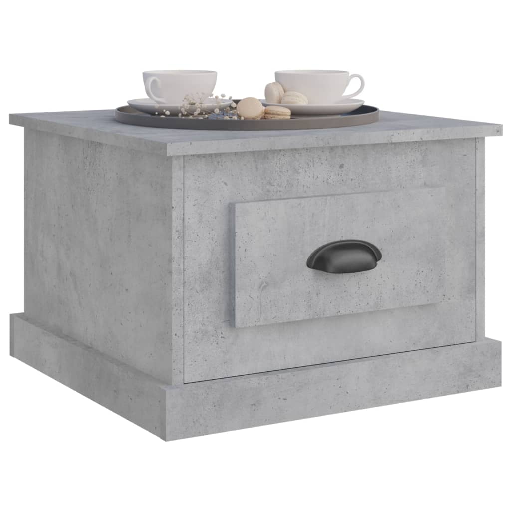 betonszürke szerelt fa dohányzóasztal 50 x 50 x 35 cm